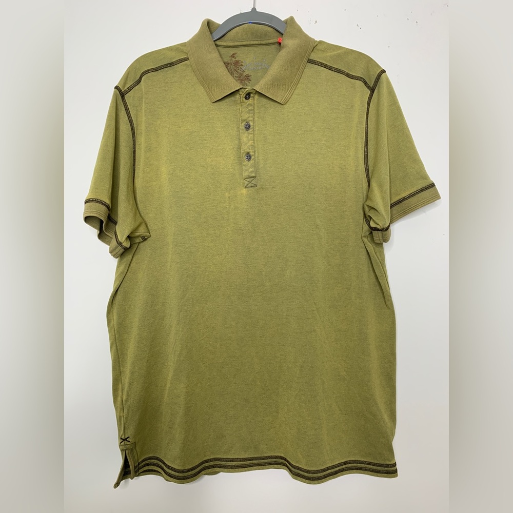 Tommy Bahama Denim Polo Shirt Short Sleeve Pima Cotton Blend Size XL Green Men’s